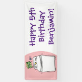 Cute wasmachine cartoon illustratie spandoek (Verticaal)