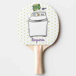 Cute wasmachine cartoon illustratie tafeltennisbatje