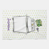 Cute wasmachine cartoon illustratie theedoek (Horizontaal)