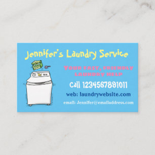 Cute wasmachine cartoon illustratie visitekaartje