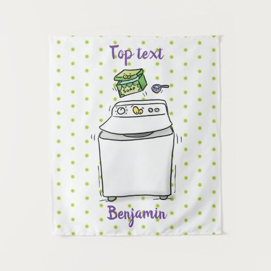 Cute wasmachine cartoon illustratie wandkleed (Voorkant)