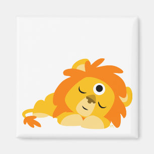 Cute Watchful Cartoon Lion magnet Magneet