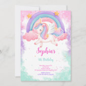 Cute Water Color Unicorn Invitation (Devant)