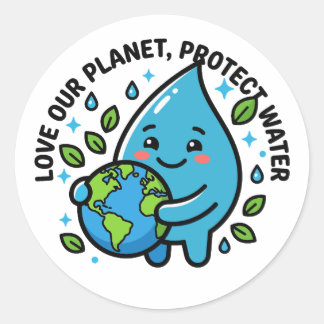 Cute Water Drop Earth Day Planet Sticker