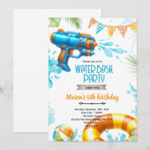 Cute water gun theme invitation (Devant / Derrière)