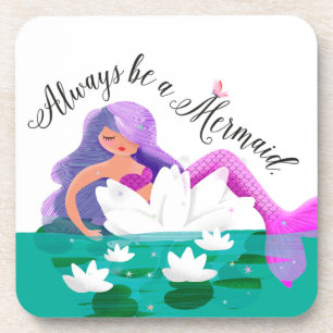 Cute Water Lily Mermaid Onderzetter set