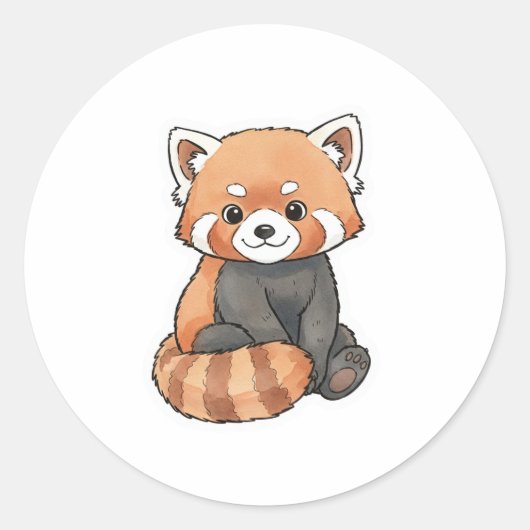 Cute Watercolor Animal Sticker Illustration (Voorkant)