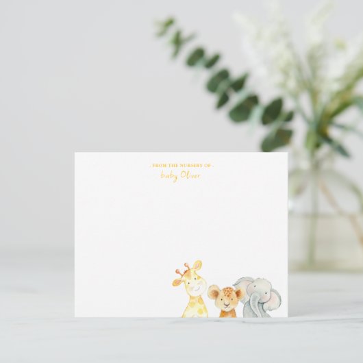 Cute Watercolor Animaux Nursery Merci à plat (Debout devant)