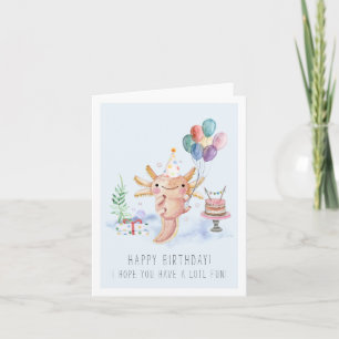Cute Watercolor Axolotl Verjaardagskaart Kaart