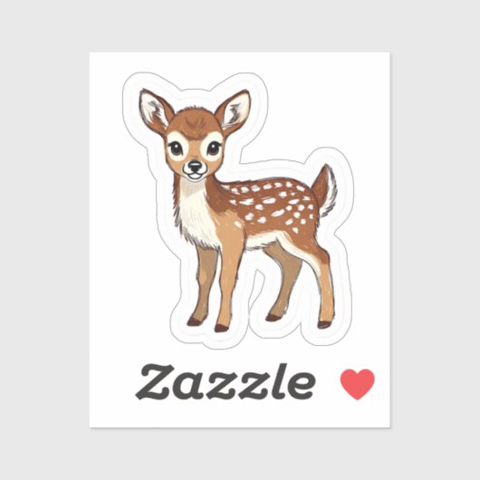 Cute Watercolor Baby Deer Fawn Sticker (Feuille)