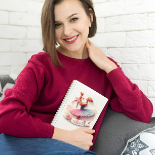 Cute Watercolor Ballerina Moeder silhouet notitieb Notitieboek