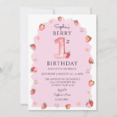 Cute Watercolor Berry Invitation d'anniversaire (Devant)