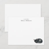 Cute watercolor Black cat personalized flat Bedankkaart (Voorkant / Achterkant)