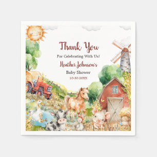 Cute Watercolor Boerderij Baby Shower Servet