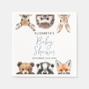 Cute Watercolor Bosdieren Jongens Baby Shower Servet