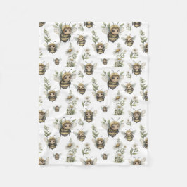 Cute Watercolor Bumblebee Design | Soft Pastel Bee Fleece Deken