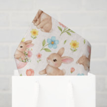 Cute Watercolor Bunnies & Flowers Pattern