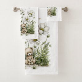 Cute Watercolor Bunny Rabbit with Moon and Stars Bad Handdoek