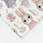Cute Watercolor Bunny Seamless Pattern Fleece Deken (Hoek)