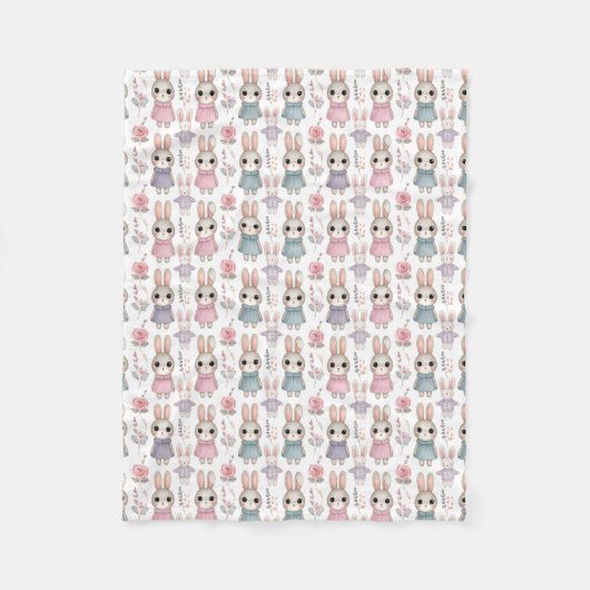 Cute Watercolor Bunny Seamless Pattern Fleece Deken (Voorkant)