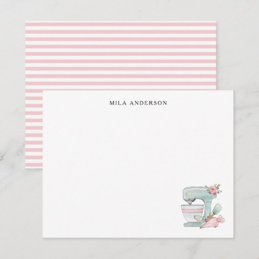 Cute watercolor Cake Mixer Flat  Bedankkaart (Voorkant / Achterkant)