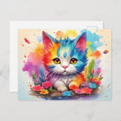 Cute Watercolor Cat # 9 Briefkaart (Voorkant / Achterkant)