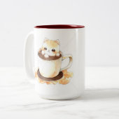Cute Watercolor Cat in Coffee Cup Personalized Mug (Devant gauche)