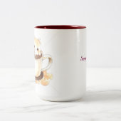 Cute Watercolor Cat in Coffee Cup Personalized Mug (Centre)