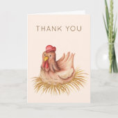 Cute Watercolor Chicken Bedankkaart (Voorkant)