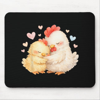 Cute Watercolor Chicken Gently Hugging _1  Muismat