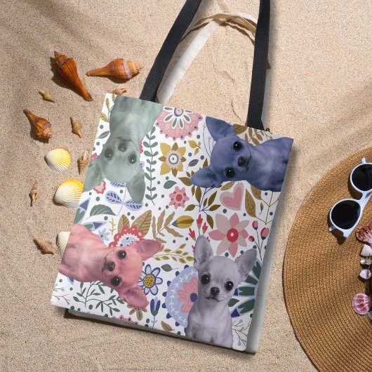 Cute Watercolor Chihuahuas – Colorful Dog Tote Bag