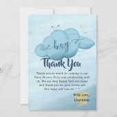 Cute Watercolor Cloud Baby Boy Shower Bedankkaart (Voorkant)