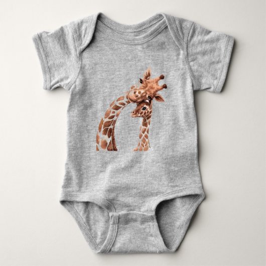 Cute Watercolor Giraffe Animal  Baby Bodysuit (Voorkant)