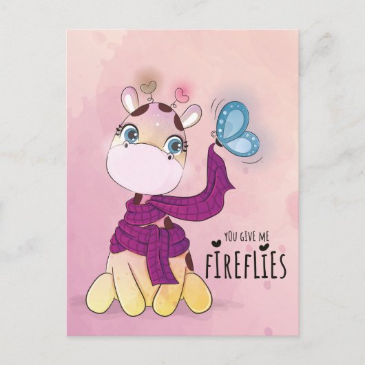 Cute Watercolor Giraffe Briefkaart (Voorkant)