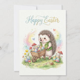 Cute Watercolor Hedgehog Easter Feestdagenkaart