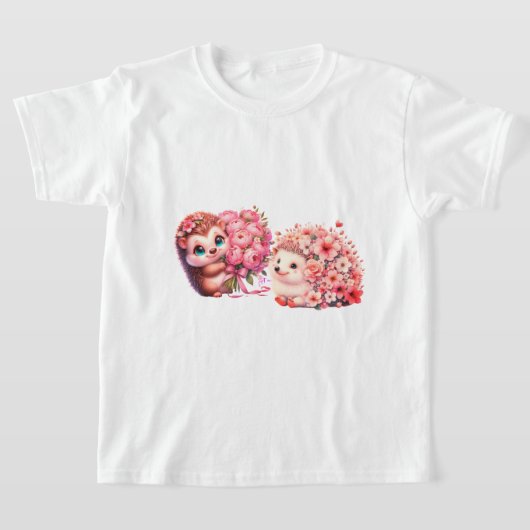 Cute Watercolor Hedgehogs in Love T-Shirt (Poser)