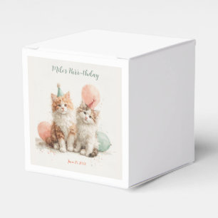 Cute Watercolor Kitten Pawty Cat Verjaardag Bedankdoosjes