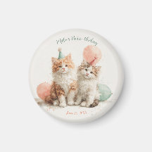 Cute Watercolor Kitten Pawty Cat Verjaardag