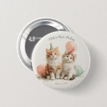 Cute Watercolor Kitten Pawty Cat Verjaardag