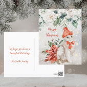 Cute Watercolor Kitten Prettig Kerstfeest Feestdagenkaart