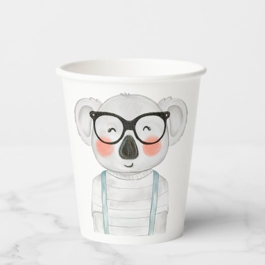 Cute Watercolor Koala with Glasses Papieren Bekers (Voorkant)