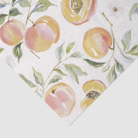 Cute Watercolor Leafy Peach Botanical Tissuepapier (Detail)