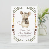 Cute Watercolor Mouse Pregnancy Announcement Aankondiging (Staand voorkant)