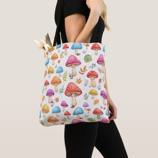 Cute Watercolor Mushroom Pattern Tote Bag (De près)