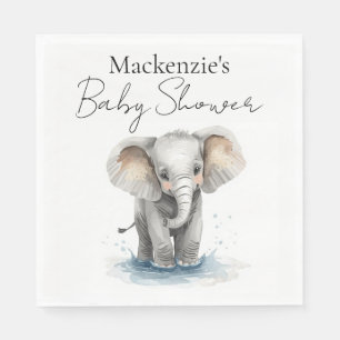 Cute Watercolor Olifant Baby Shower Servet