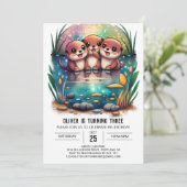 Cute Watercolor Otter Magique Invitation d'anniver (Debout devant)