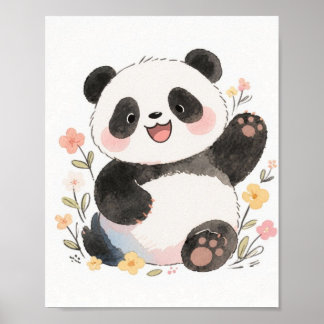Cute Watercolor Panda Poster -> Aardige waterverf