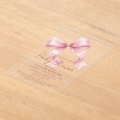 Cute Watercolor Pink Bow Baby Shower Invitation (Poser)