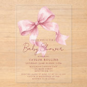 Cute Watercolor Pink Bow Baby Shower Invitation (Recto)
