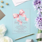 Cute Watercolor Pink Bow Baby Shower Invitation (Insitu (Mariage))